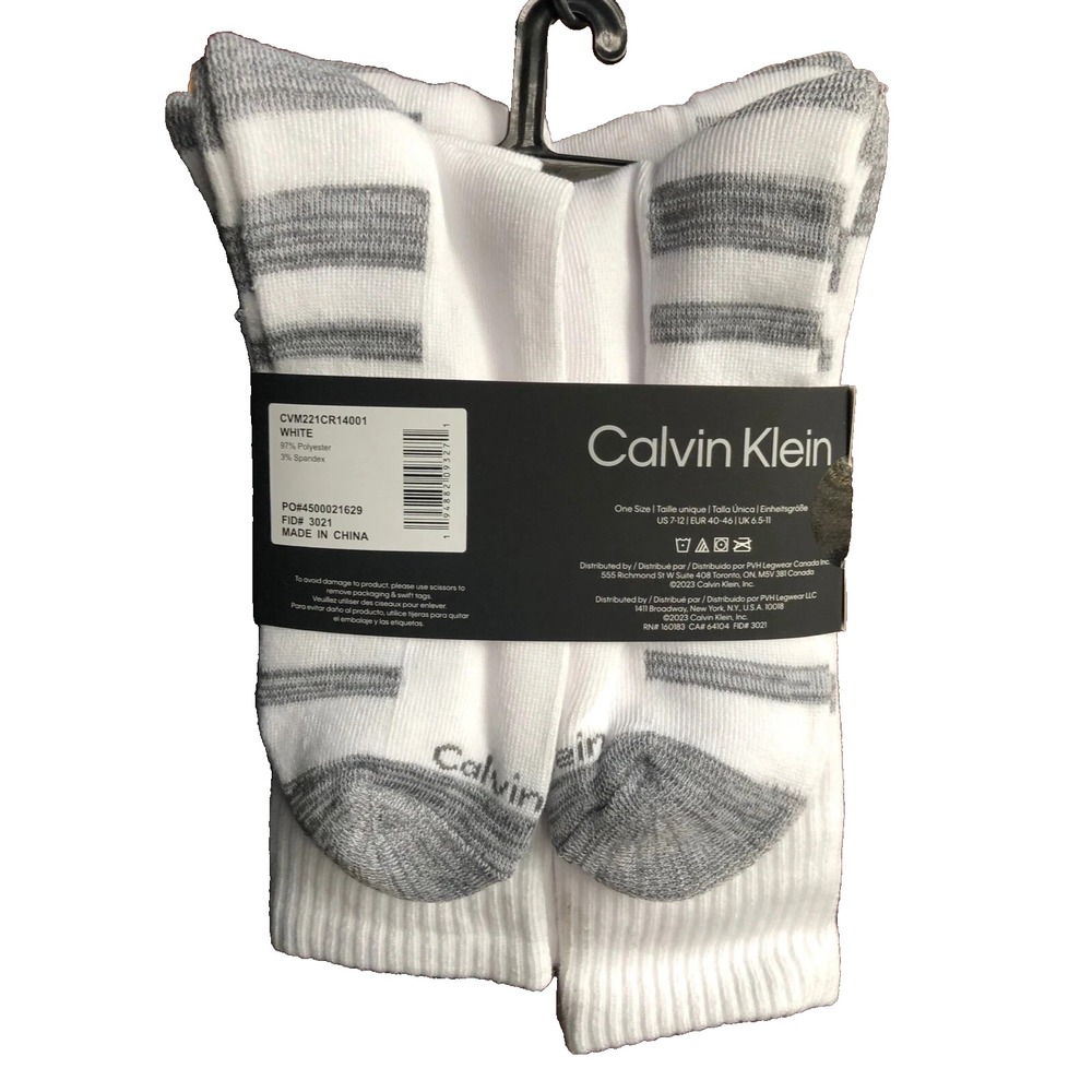 CK Crew‎ MEN Socks Cushion 5-Pairs WHITE Size 7-12 White Calvin Klein NEW - Picture 2 of 2